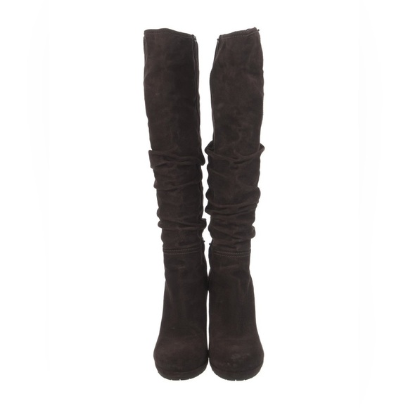 Prada Women’s Black Suede Slouch Pull on Boots Size 40/10 - Picture 1 of 13